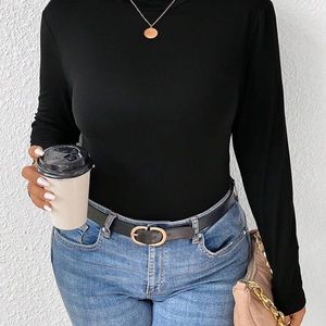 SHEIN Frenchy Plus Mock Neck Knit Tee